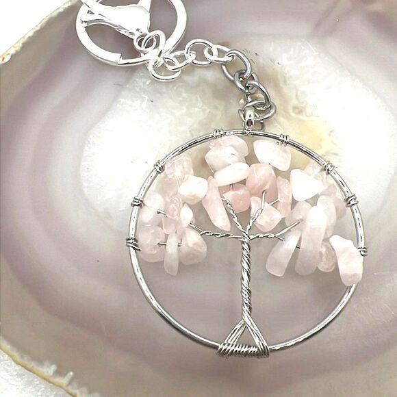 Genuine Gemstone Tree of Life Purse Charm Keychain - New - - Picture 4 of 6